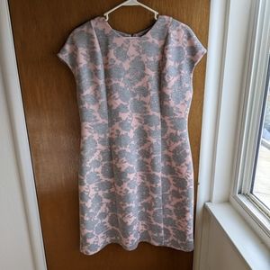 Anthropologie pink and gray body con dress